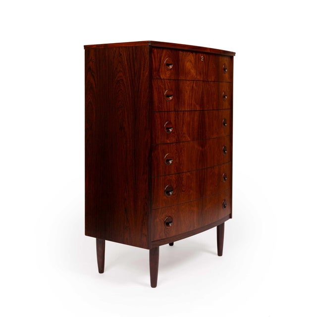 Mid-Century Modern Danish Mid-Century Six Drawer Rosewood Tallboy Dresser 1960s For Sale - Image 3 of 6