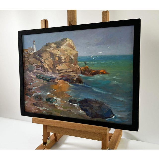 Realism Oil Painting Seashore With a Boat Yuriy Suprunchuk For Sale - Image 3 of 10