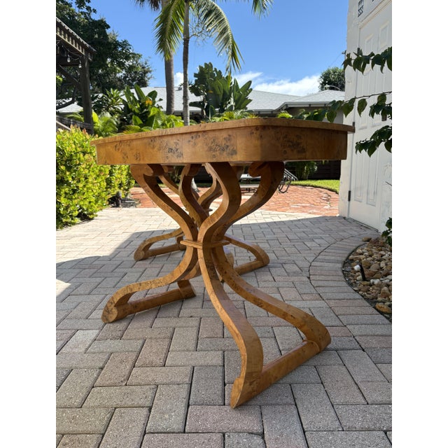 2000 - 2009 Pair of Burlwood Stafford Console / Side Tables Attributed to Rose Tarlow For Sale - Image 5 of 8