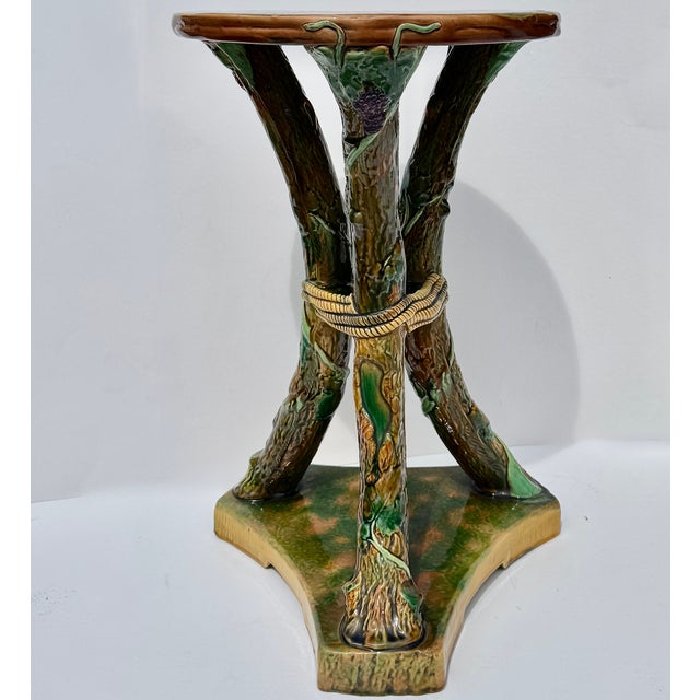 Brown George Jones Majolica Faux Bois Drinks Table or Garden Seat, England Circa 1878 For Sale - Image 8 of 17