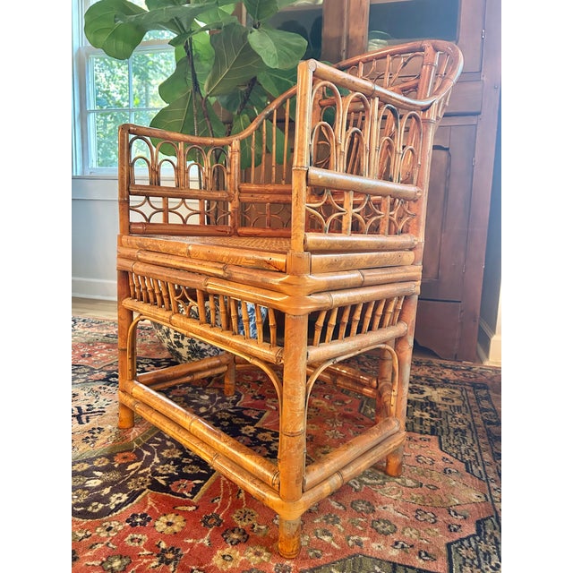 Brighton Pavilion 1970s Brighton Pavilion Style Tortoiseshell Bamboo & Cane Chinoiserie Armchair For Sale - Image 4 of 12