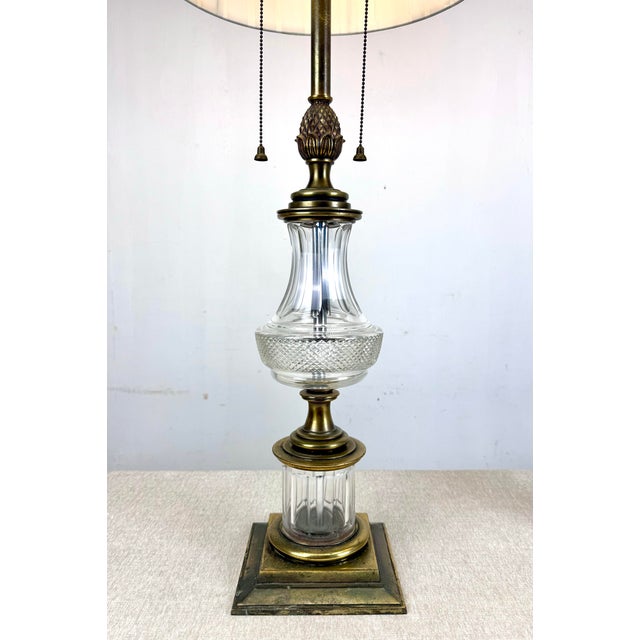 1970’s Stiffel Hollywood Regency Brass & Crystal Table Lamps For Sale In New York - Image 6 of 12