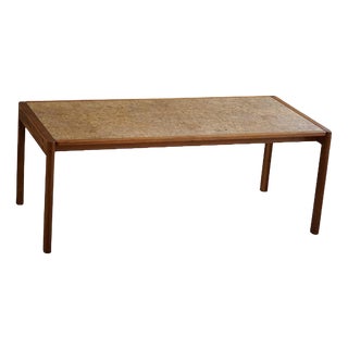 Mid-Century Modern Danish Dining Table in Oak & Cork attributed to Jørgen Bækmark for Fdb, 1960s For Sale