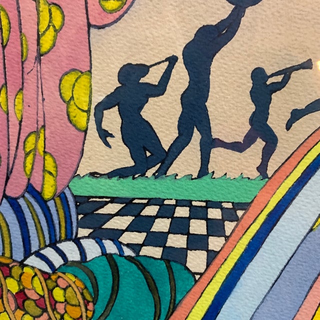 1960s Vintage Mixed Media Persan Painting For Sale In Miami - Image 6 of 7