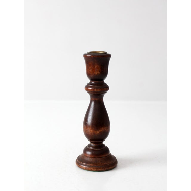 Vintage Turned Wood Candle Holder For Sale - Image 9 of 12