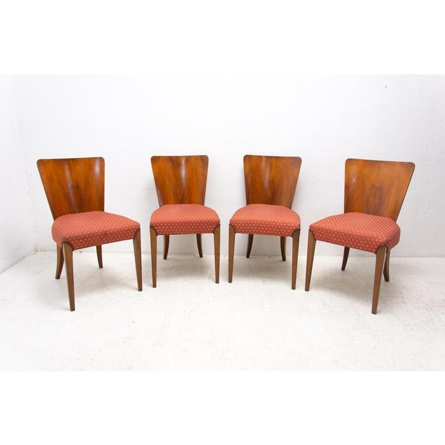 Art Deco H-214 Dining Chairs by Jindrich Halabala for ÚP Závody, 1950s, Set of 4 For Sale - Image 3 of 18