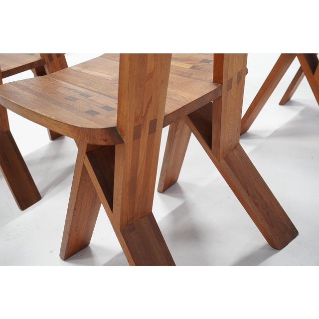 Wood Vintage S45 Chlacc Dining Chairs by Pierre Chapo, 1970s, Set of 6 For Sale - Image 7 of 10