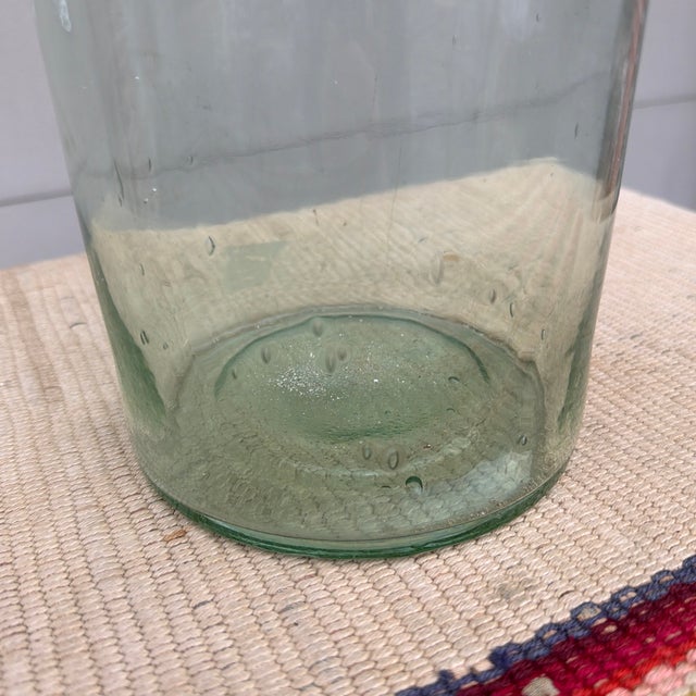 Late 19th Century A Nice Antique Aqua Coloured Blown Glass Demijohn Bottle, 19th Century. For Sale - Image 5 of 12