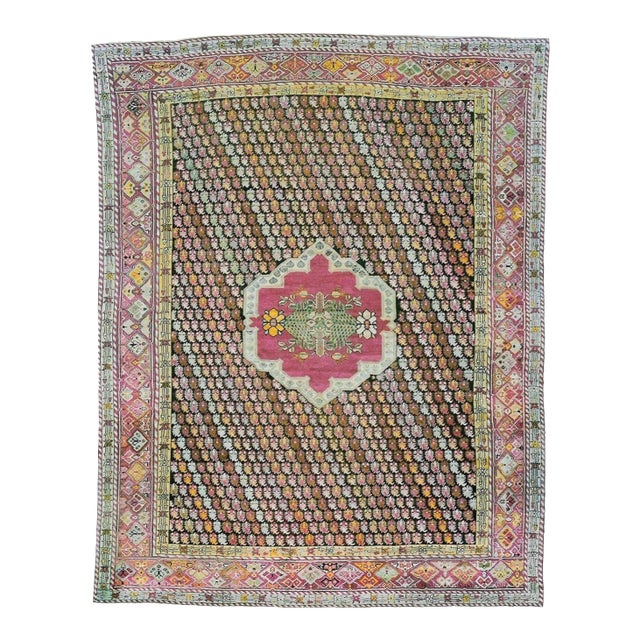Zabihi Collection Colorful Antique Turkish Ghiordes 19th Century Rug - 12'8" x 16'10" For Sale