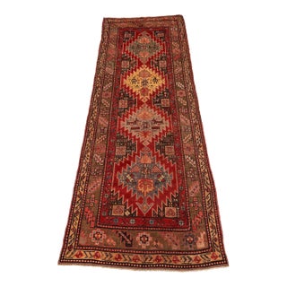 Antique Caucasian Karabagh Hand-Knotted Wool Runner - 10'3" X 3'10" For Sale