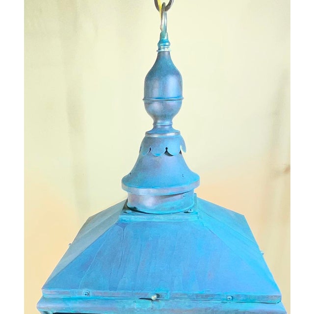Antique Restored Street Light Converted to Hanging Lantern / Foyer Chandelier For Sale - Image 4 of 15