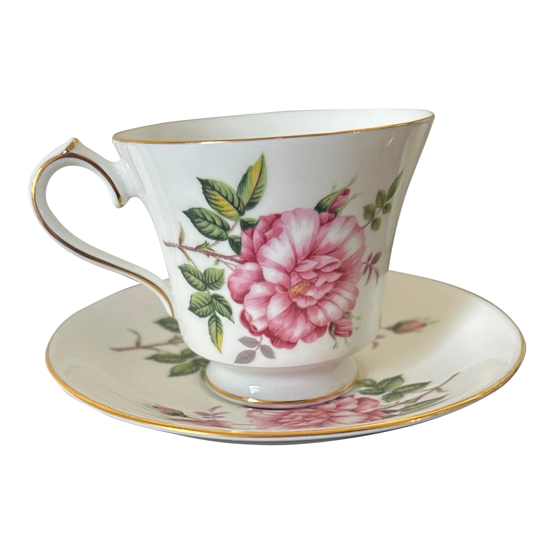 Late 20th Century Aynsley Pink Floral Rose English Fine English