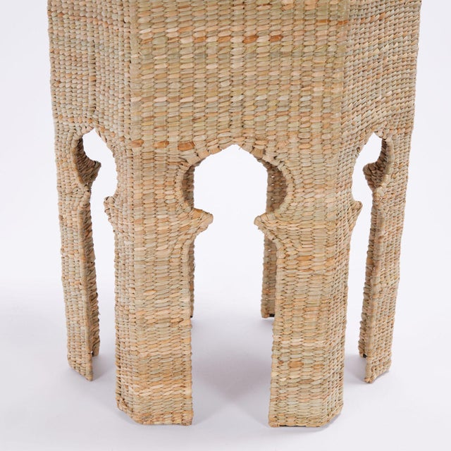 Wood Moorish Style Woven Reed Stand or Table For Sale - Image 7 of 9