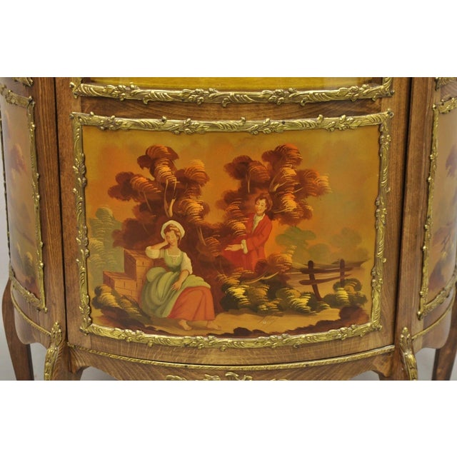 Vintage French Louis XV Style Half Round Demilune Lighted Curio Display Cabinet For Sale - Image 12 of 12