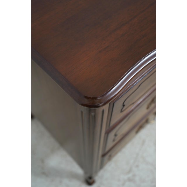 Wood Vintage French Country Walnut Finish Low Dresser For Sale - Image 7 of 17