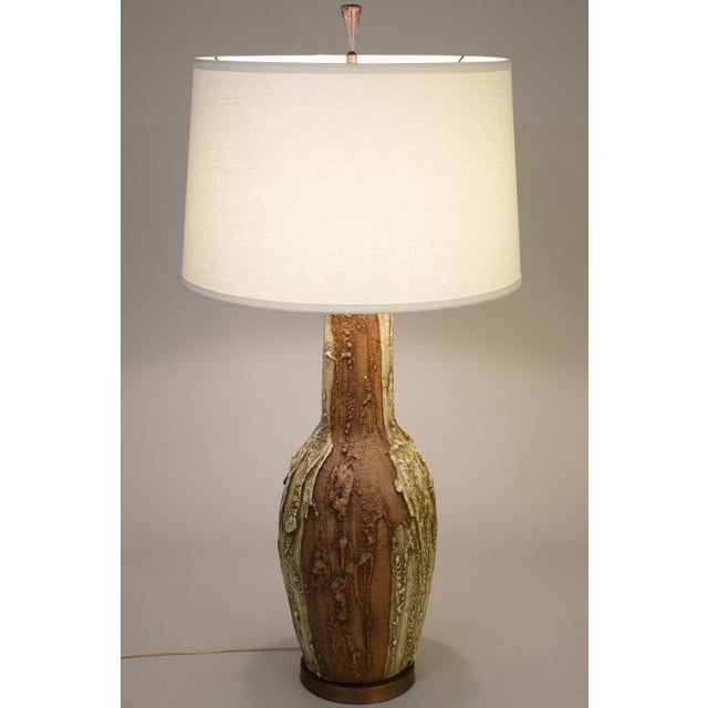 1960s Massive 40" Brutalist Sculpture Lava Drip Studio Art Pottery Table Lamp For Sale - Image 9 of 10