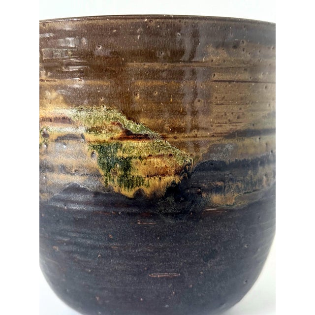 Large Ceramic Glazed Vase in Cachepot Form by Toshiko Takaezu For Sale - Image 10 of 13