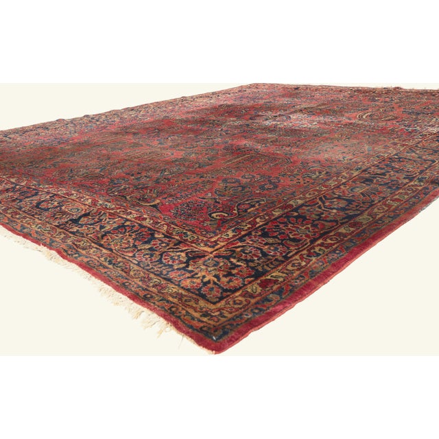 79750 Antique Persian Sarouk Rug, 09'01 x 11'08. The Imperial Garden: An Antique Persian Sarouk Masterpiece of Floral...