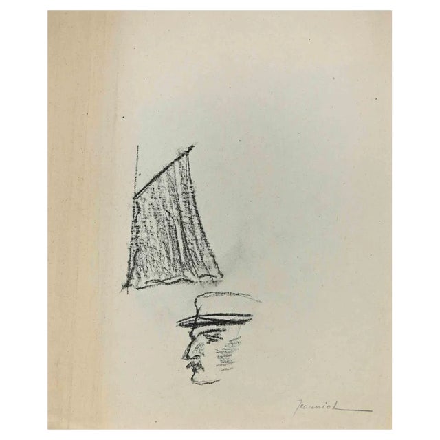 Pierre Georges Jeanniot, The Memory of the Sea, Charcoal Drawing, 1900s For Sale