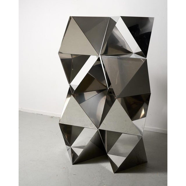 Polygon stainless steel elements by Massironi. Wonderful as side tables or in a composition with many elements. Set of 8...