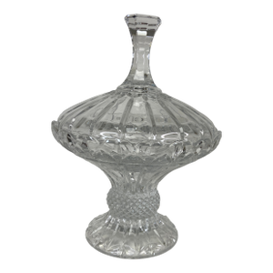 Late 20th Century Godinger Olympia Lead Crystal Pedestal Candy Jar With Lid