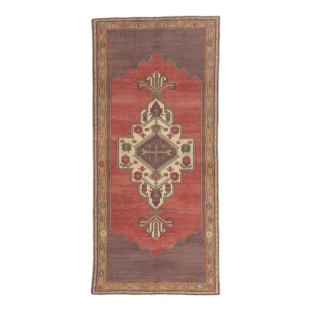 Vintage Turkish Oushak Rug, 05'02 X 11'04 For Sale
