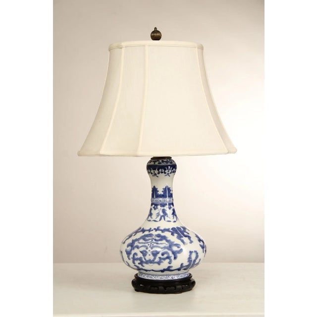 Vintage Chinese Blue and White Porcelain Table Lamp | Chairish
