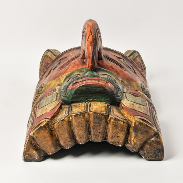 Large Pacific Northwest Coast Indigenous Art Style Carved Totem Wall Hanging For Sale - Image 9 of 16