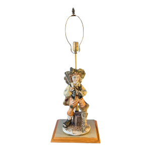 Vintage Capodimonte Porcelain Figural Lamp-Village Boy