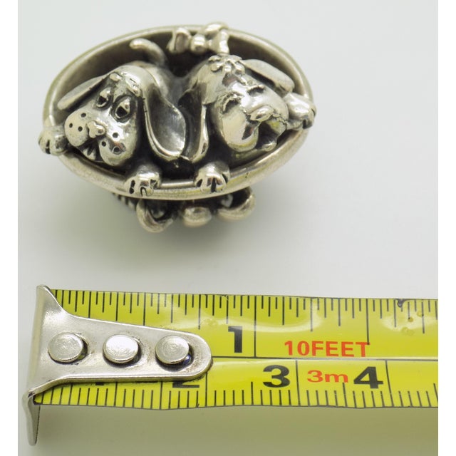 Vintage Italian Handmade Genuine Silver Sleeping Puppies Basket Figurine Sacchetti Arezzo 800 Continental Silver Dog Miniature Sculpture For Sale - Image 13 of 13
