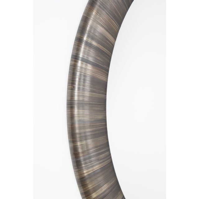 Art Deco Oval Mirror in Straw Marquetry - A Tribute to Jean Michael Frank. Designed and Crafted by Val Khvan. For Sale - Image 3 of 6