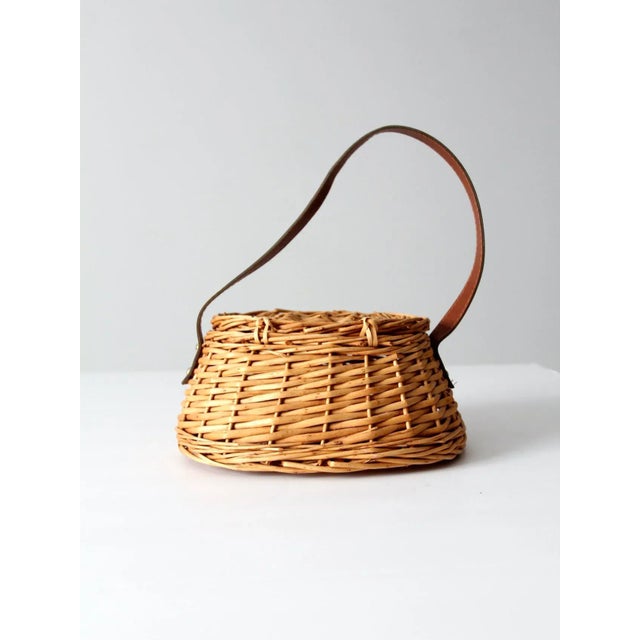 Vintage Wicker Carrying Basket For Sale - Image 4 of 9