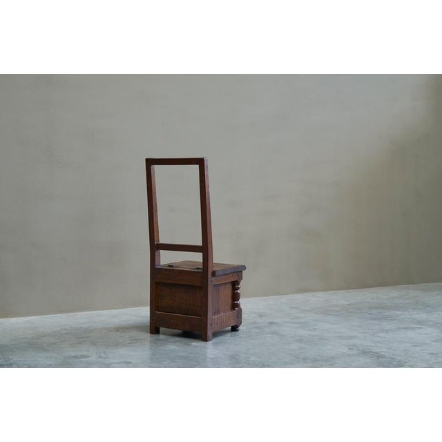 Brown Vintage Medieval Revival Accent Chair in Oak, 1950s For Sale - Image 8 of 14