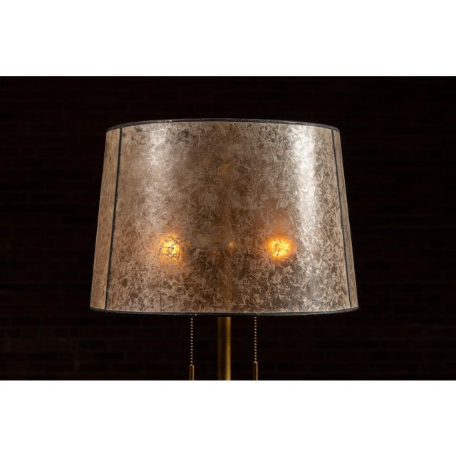 Modern 1970s Modern Brass Floor Lamp With Mica Shade After-Robert Abbey For Sale - Image 3 of 7