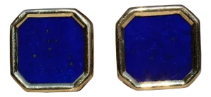 The Monterey Park: Vintage Yellow Gold Lapis Lazuli Cufflinks, 2 Pieces