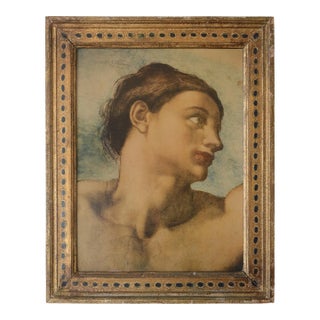 Vintage Michelangelo Creation of Adam Detail Framed Print For Sale