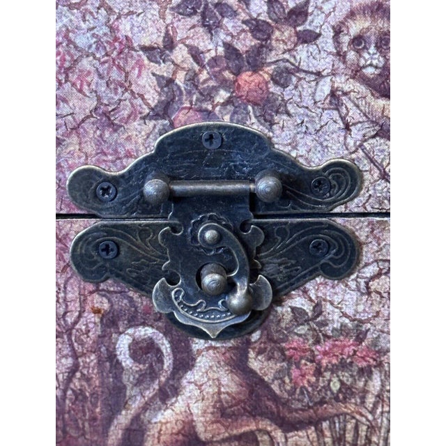 Vintage Monkey Themed Velvet Lined Sewing or Storage Caddy Chest For Sale In Minneapolis - Image 6 of 10