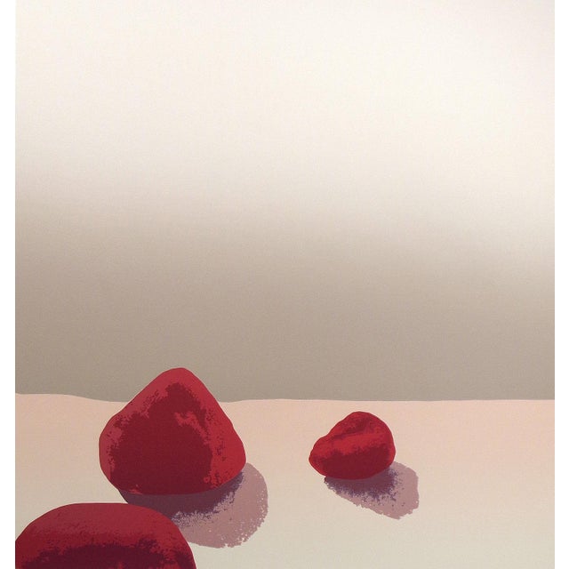 1980s Minimalistic Landscape Serigraph Art Print, "Red Rocks Still Life" by Nancy Denison For Sale - Image 5 of 5