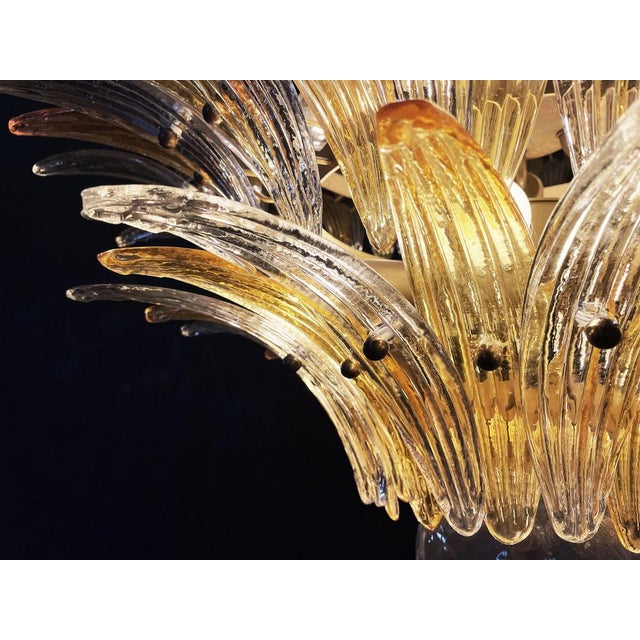 Palmette Ceiling Light in Amber and Trasparent Glasses, 1990 For Sale - Image 18 of 18