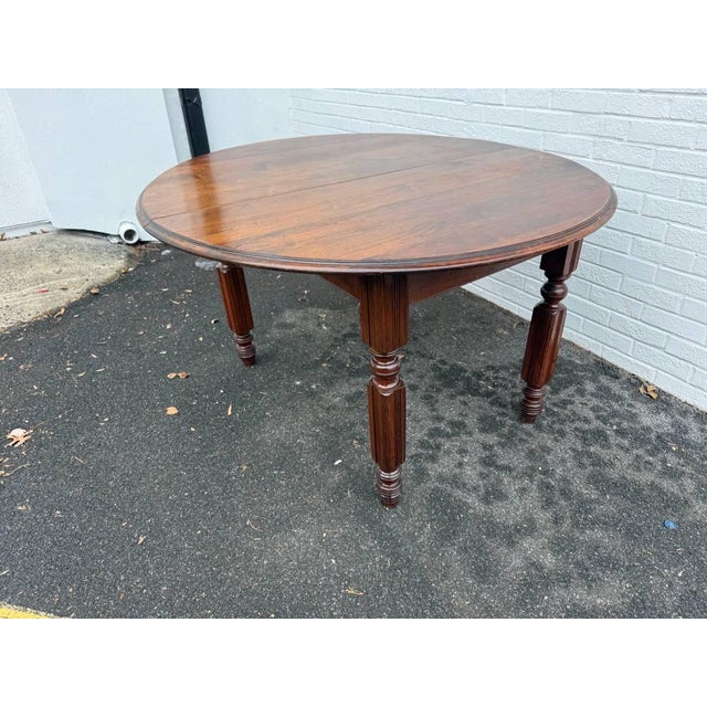Antique Victorian Style Walnut Dining Table With 1 Leaf. For Sale - Image 4 of 15