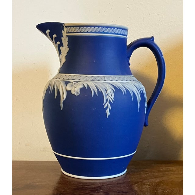 Antique 19th Century Wedgwood Dark Blue Jasperware Pitcher Circa 1863 For Sale - Image 13 of 18