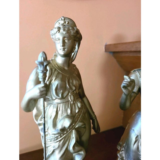 French Antique 19th Century Pair of Gilded Sculptures of Mars and Minerva For Sale - Image 3 of 11