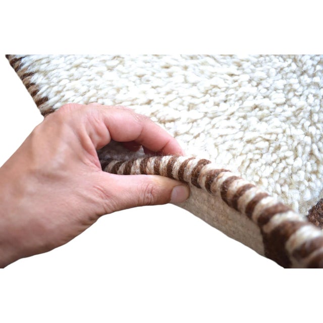 Hand-Knotted Kurdish Runner Rug . Pure Organic Undyed Wool High Pile Herki - 3′1″ × 11′6″ For Sale - Image 13 of 15