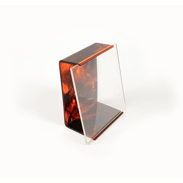 Picture Frame in Faux Tortoiseshell Acrylic Glass attributed to Team Guzzini, Italy, 1970s For Sale - Image 11 of 18