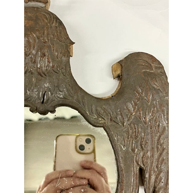 Pair of Antique French Federal Style Tin Eagle Mirrors, 19th Century For Sale - Image 9 of 18