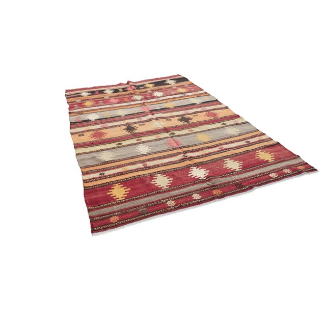Traditional Vintage Handwoven Turkish Kilim Rug For Sale - Image 3 of 7