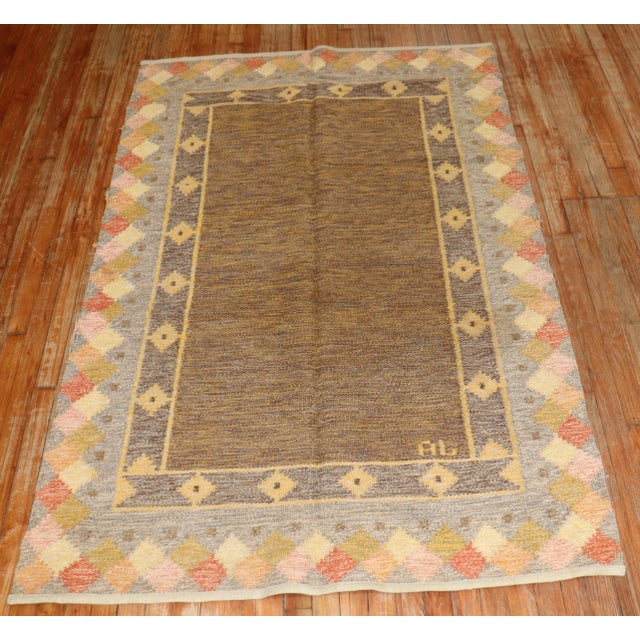 Mid 20th Century Swedish Kilim - 4'4" x 6'7" For Sale - Image 9 of 9