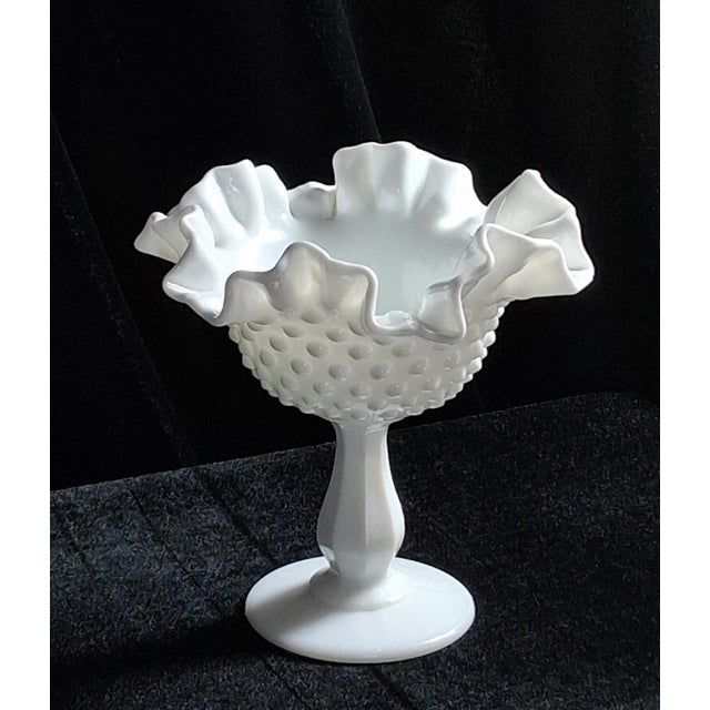 Mid 20th Century Vintage Fenton White Milk Glass Hobnail Compote With 11 Oversized Murano Style Hand-Blown Art Glass Candies – 12 Piece Set For Sale - Image 5 of 8