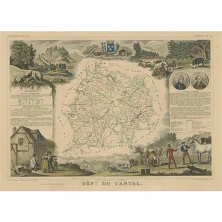 Antique Map of the Department of Cantal For Sale