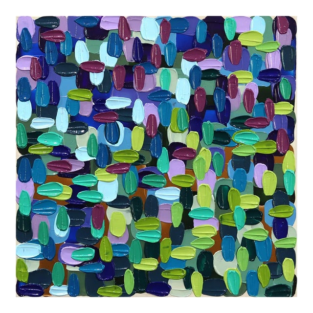 Textured Impressionist Abstract Painting "Water Lily" Original Artwork by Shiri Phillips For Sale